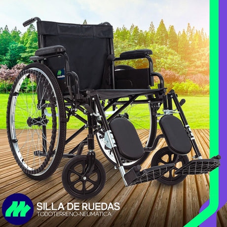 Silla De Ruedas Todo Terreno Neumática Con Elevapiernas