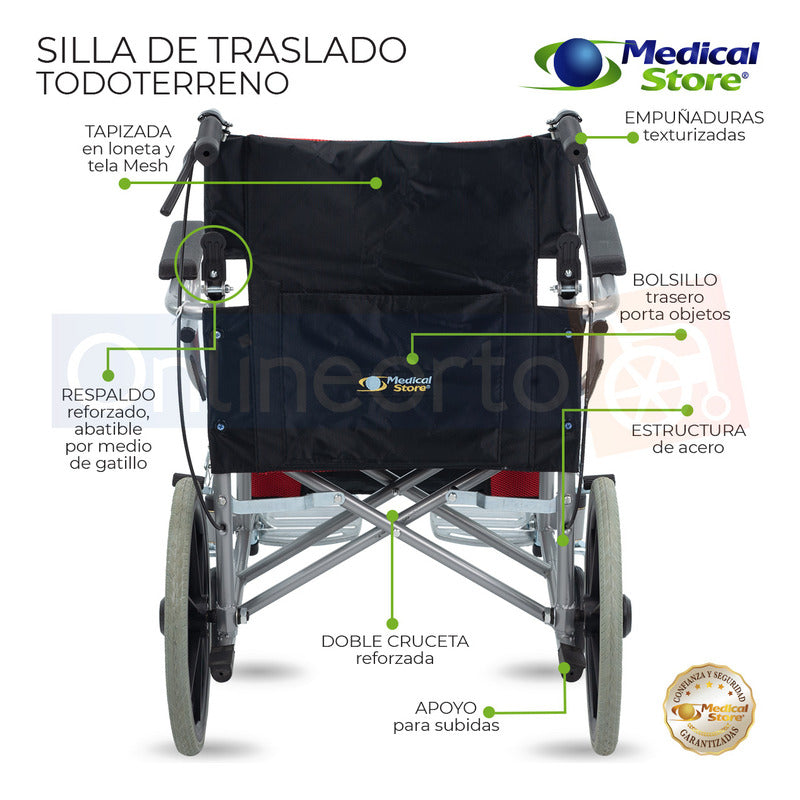 Silla De Ruedas De Lujo Plegable Compacta Todo Terreno Ms