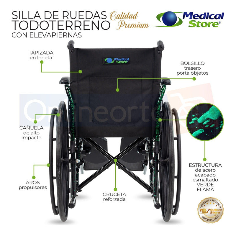 Silla De Ruedas Todo Terreno Compacta Plegable Acero