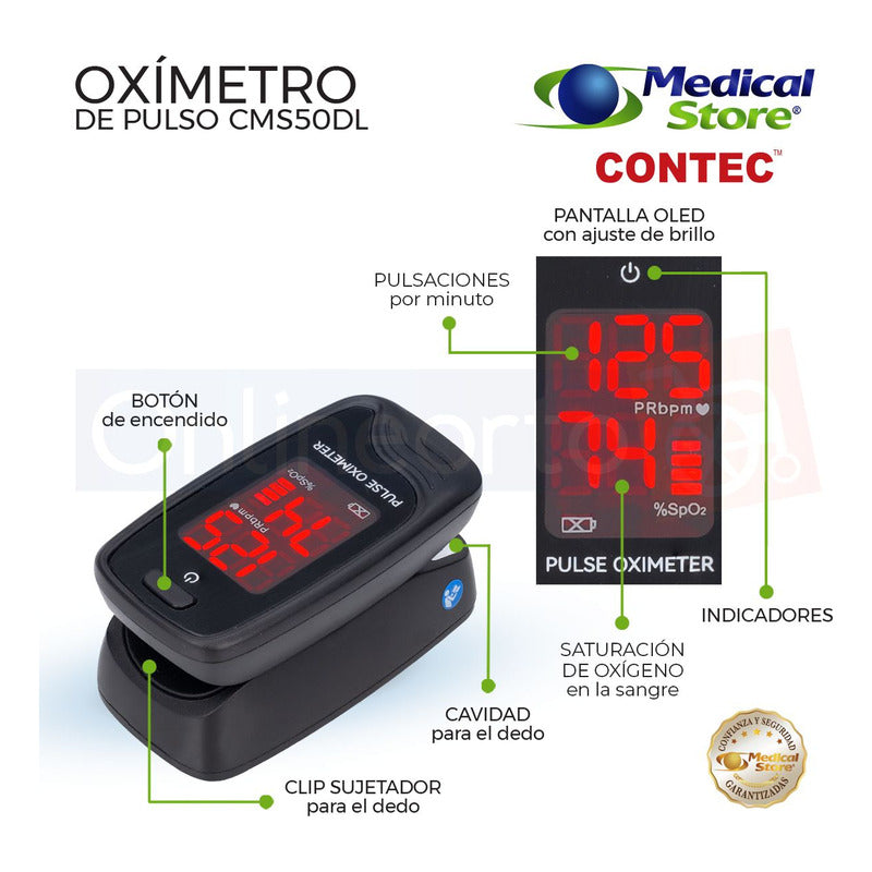 Oximetro De Pulso De Dedo Adulto Pediatrico Digital Portatil