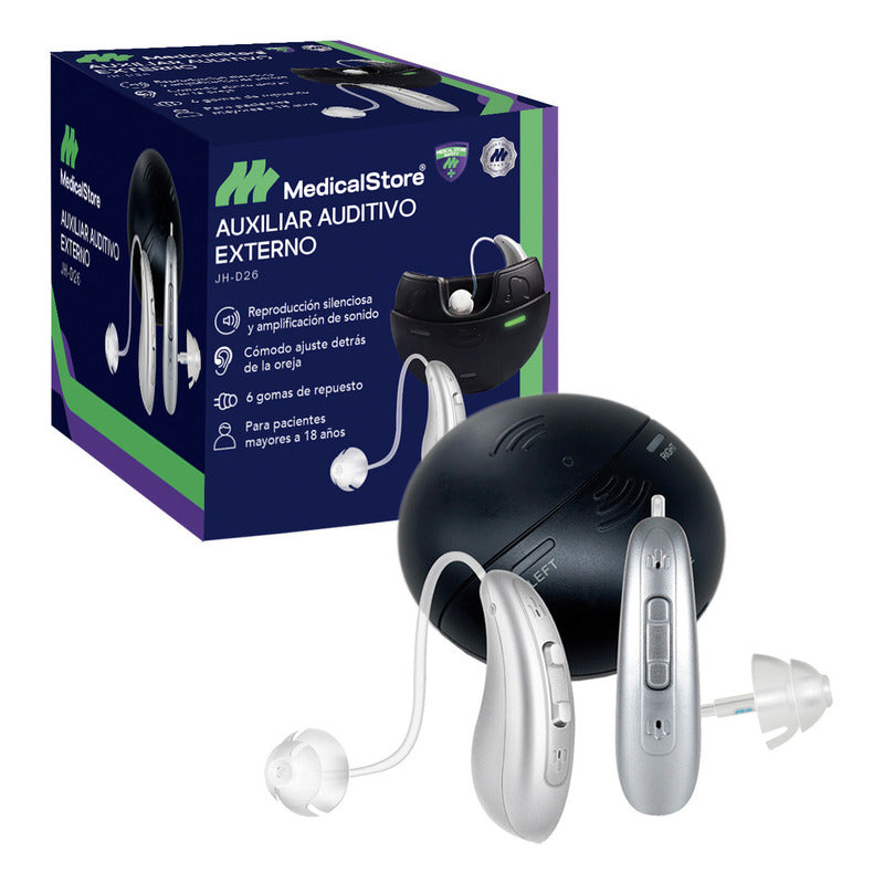 Audífonos Auxiliar Auditivo Amplificador Recargable Sordera Estuche De Carga Usb Amplificación Silenciosa Rango De Frecuencia 250-5000 Hz