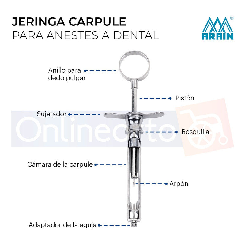 Instrumental Carpule Jeringa Dental Acero Inox Anestesia