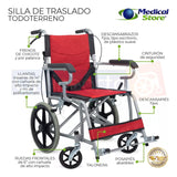 Silla De Ruedas Traslado Ligera Compacta Gris Medical Store