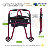 Andadera Ortopedica Adulto Con Ruedas Abatible Ajustable