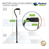 Bastón Cuello Ganso Ajustable De 1 Apoyo