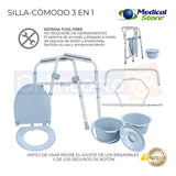 Silla Comodo Aumento Ducha Para Wc Baño 3 En 1 Plegable Ms