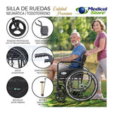 Silla De Ruedas  Traslado Plegable Ligera Compacta Con Freno