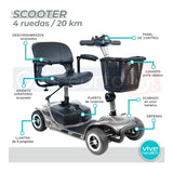 Silla De Ruedas  Scooter Eléctrica 4 Ruedas Batería De Lujo