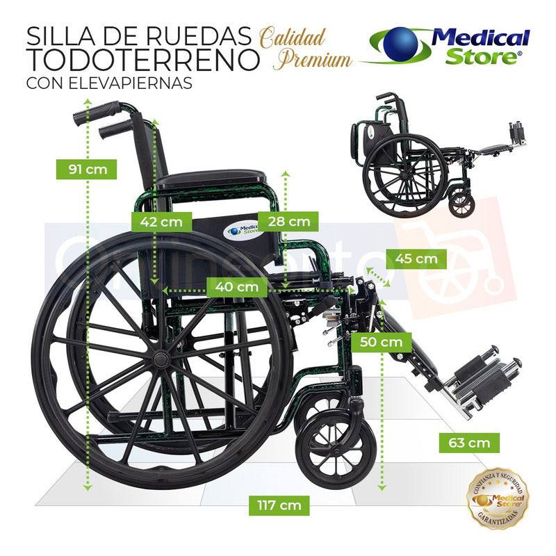 Silla De Ruedas Todo Terreno Compacta Plegable Acero