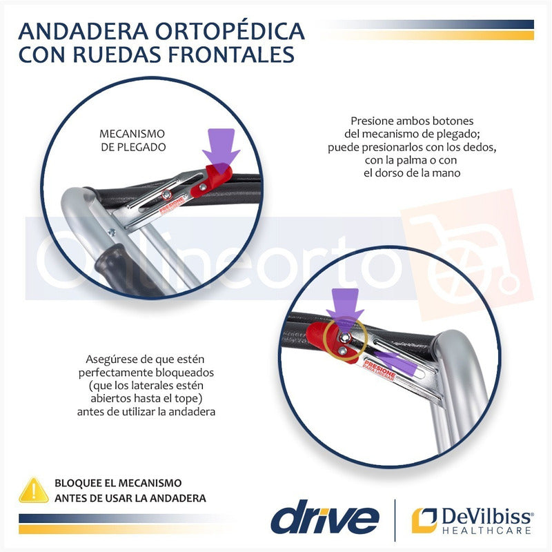 Andadera Ortopédica De Lujo Aluminio Ligera Con Ruedas Drive