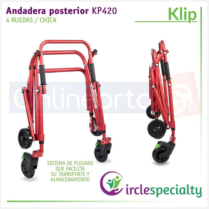 Andadera Posterior Klip Especializada Chica 4 Ruedas