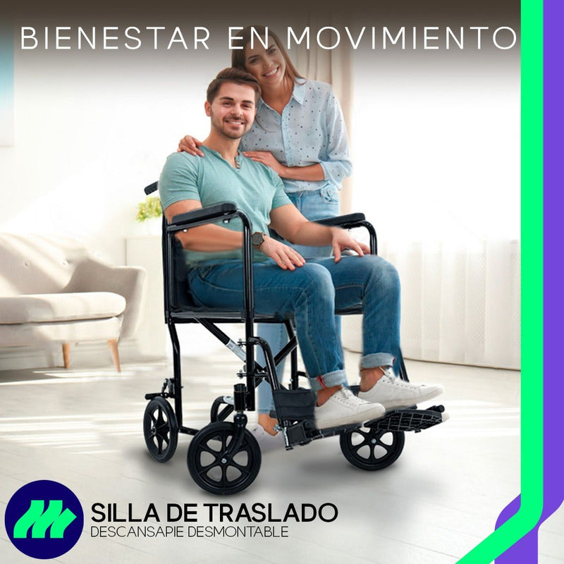Silla De Ruedas Traslado Ligera Compacta Gris Medical Store