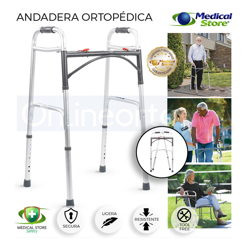 Andadera Aluminio Ortopedica Plegable Reforzada Adulto Drive