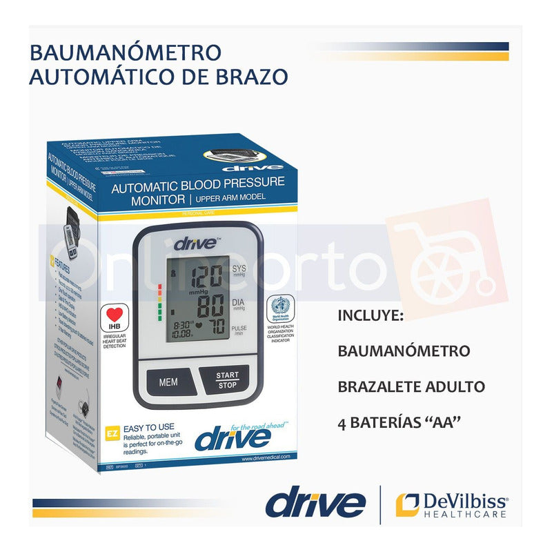 Baumanómetro Digital Automático Para Brazo Drive Bp3600dr