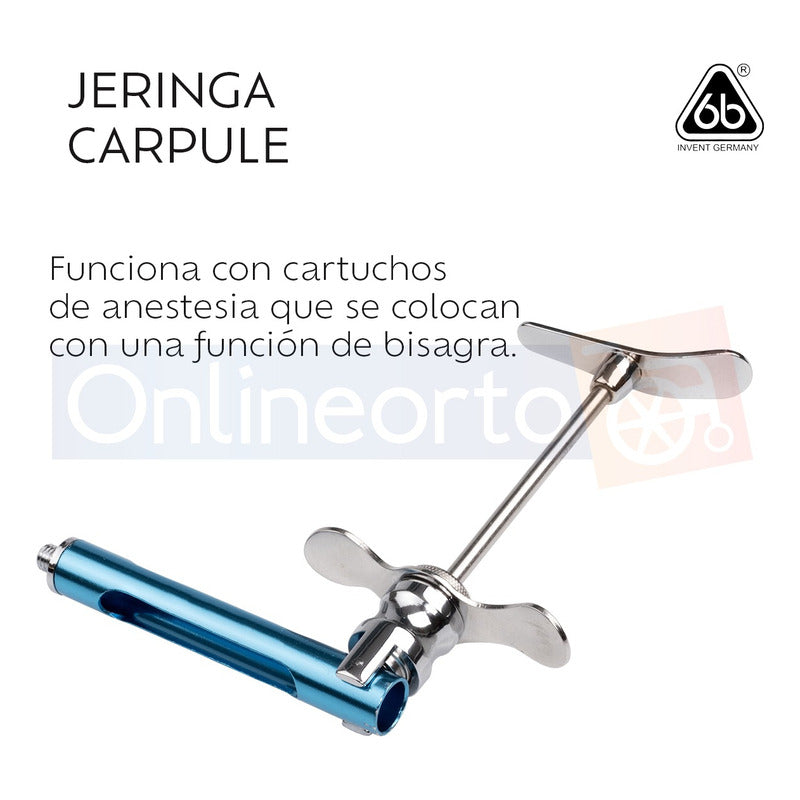 Jeringa Anestesia Carpule Dental Inoxidable Reusable Colors