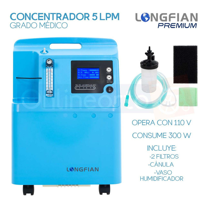 Concentrador De Oxigeno 5 Litros Estacionario Longfian