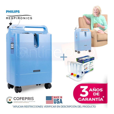 Concentrador Oxígeno 5lts Philips Respironics + Inspirómetro