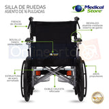 Silla De Ruedas Traslado Ligera Compacta Gris Medical Store