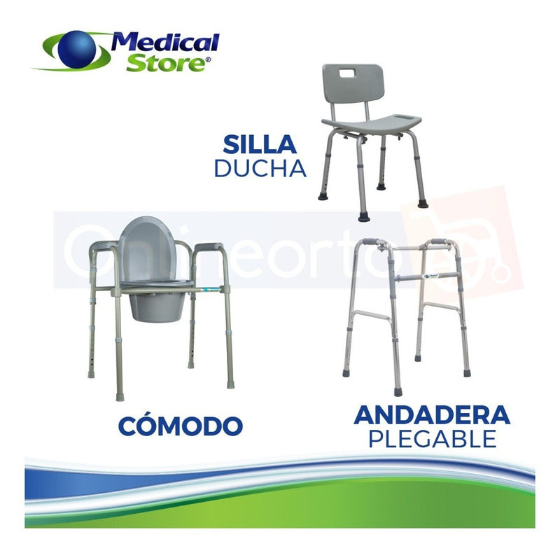 Silla Ducha Andadera Plegable Cómodo 3 En 1