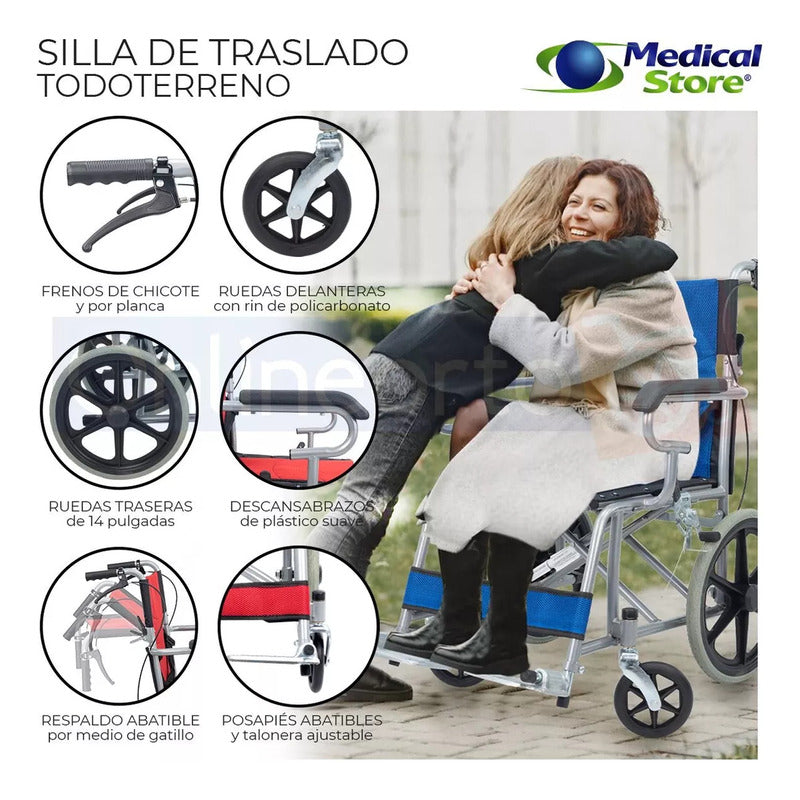 Silla De Ruedas Traslado Ligera Compacta Gris Medical Store