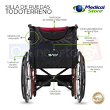 Silla De Ruedas Traslado Acero Plegable Ligera