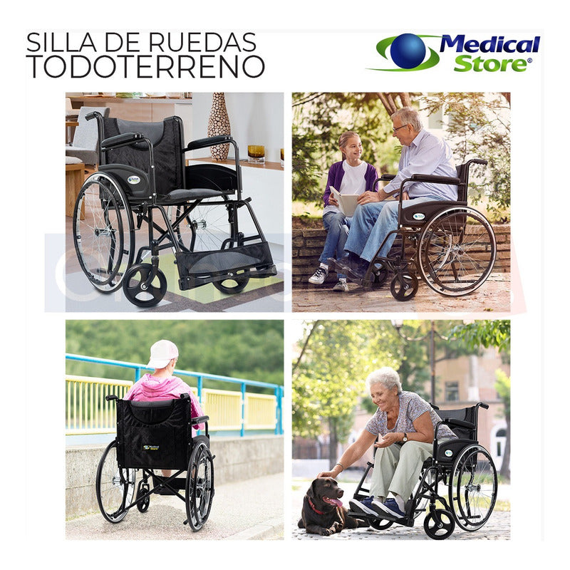 Silla De Ruedas Traslado Acero Plegable Ligera