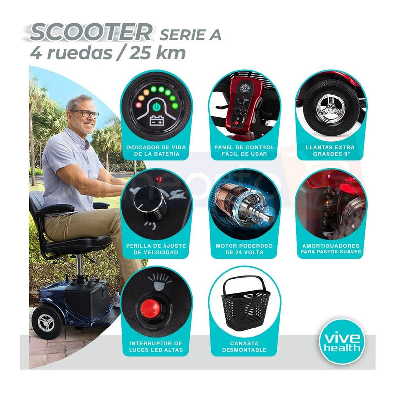 Silla De Ruedas Lujo Scooter Eléctrico 4 Ruedas