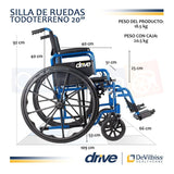 Silla De Ruedas Blue Streak 20  De Lujo Descansapies