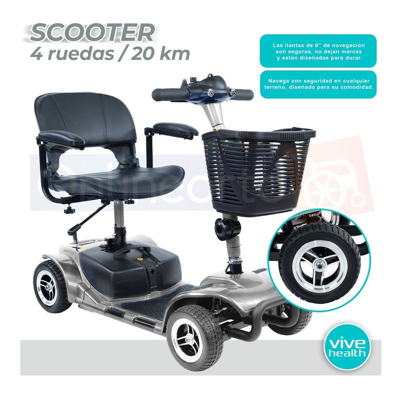 Silla De Ruedas  Scooter Eléctrica 4 Ruedas Batería De Lujo