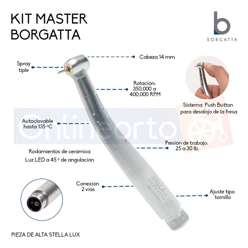 Kit Master Dental Piezas De Alta Una De Baja Contrangulo