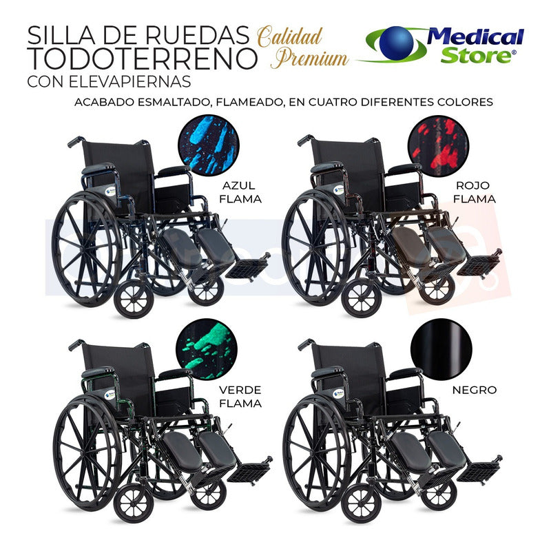 Silla De Ruedas Ligera Todo Terreno Acero Plegable Compacta