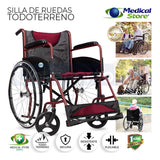 Silla De Ruedas Traslado Acero Plegable Ligera