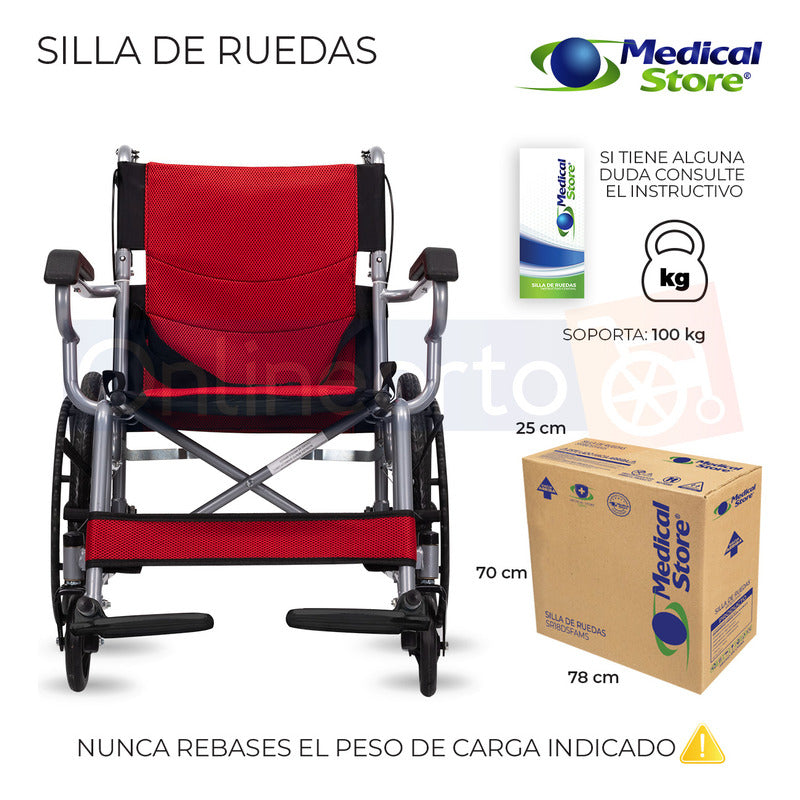 Silla De Ruedas Traslado Acero  Ligera Todo Terreno Plegable