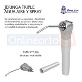 Jeringa Triple Dental Agua Aire Spray Acero Inoxidable