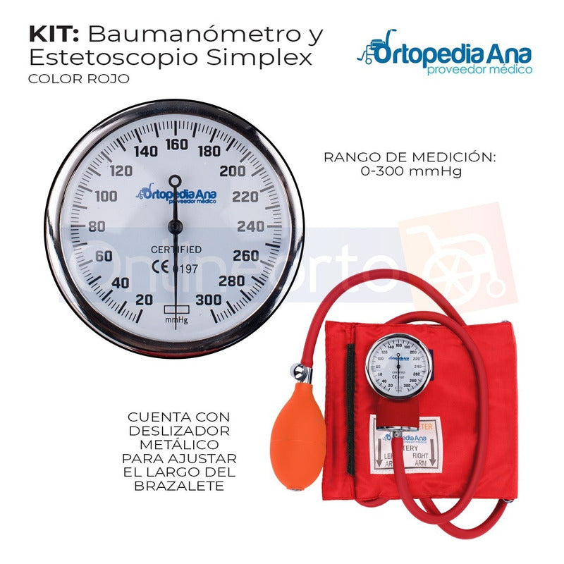 Baumanómetro Aneroide Kit Estetoscopio Una Campana Simple