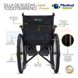 Silla De Ruedas Neumática Traslado Plegable Todo Terreno