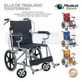 Silla De Ruedas Traslado Ligera Compacta Gris Medical Store