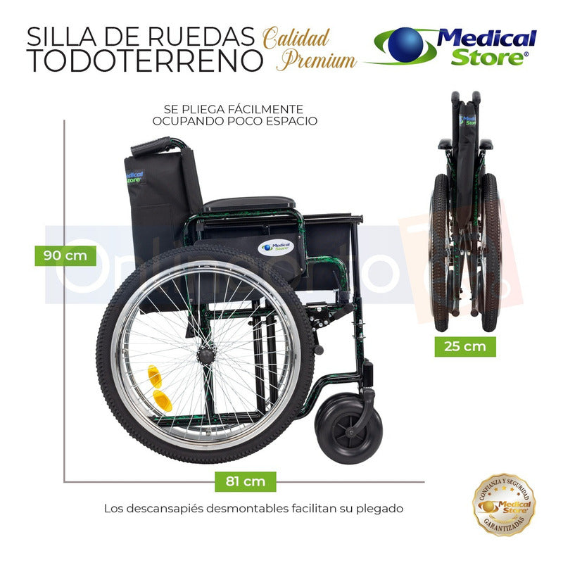 Silla De Ruedas Todo Terreno  Elevapiernas Neumatica Ligera