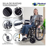 Silla De Ruedas Todo Terreno  Elevapiernas Neumatica Ligera