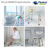 Silla Ducha Altura  Ajustable  Baño Respaldo Aluminio