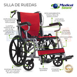 Silla De Ruedas Traslado Acero  Ligera Todo Terreno Plegable