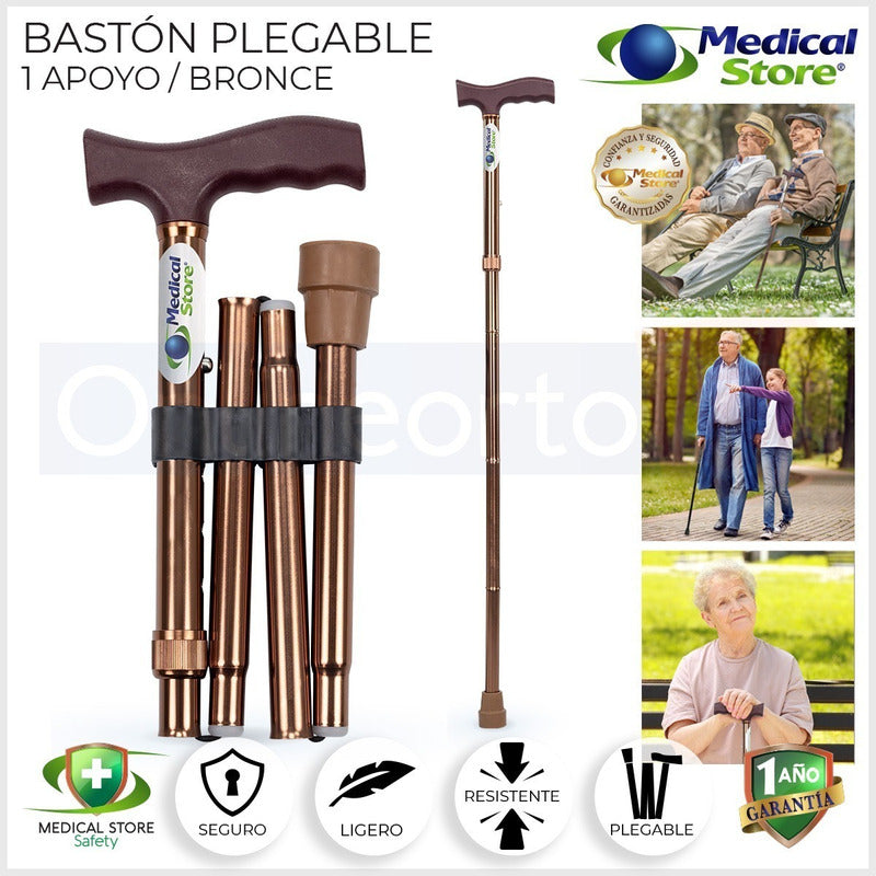 Baston Plegable Con Altura Ajustable Marca Medical Store