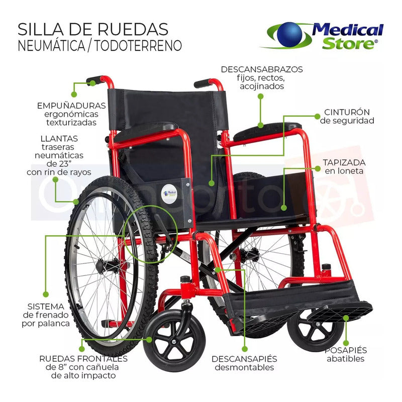 Silla De Ruedas Plegable Llanta Neumatic Todoterreno Thunder