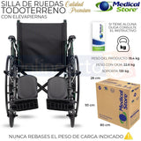 Silla De Ruedas Ligera Todo Terreno Acero Plegable Compacta