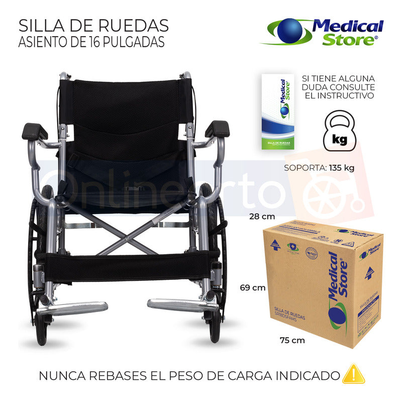 Silla De Ruedas Traslado Ligera Compacta Gris Medical Store