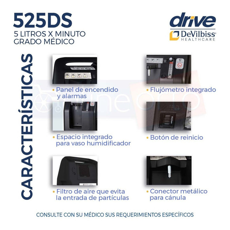 Concentrador De Oxigeno 5 Litros Grado Medico C/accesorios