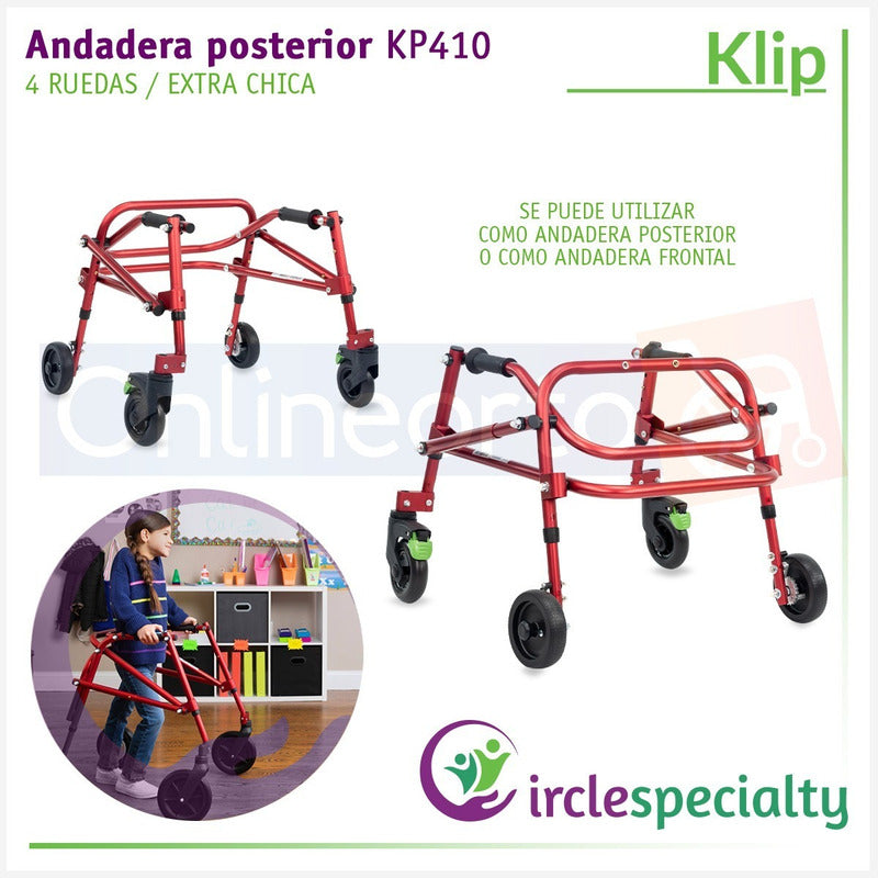 Andadera Posterior Klip Especializada Extra Chica 4 Ruedas