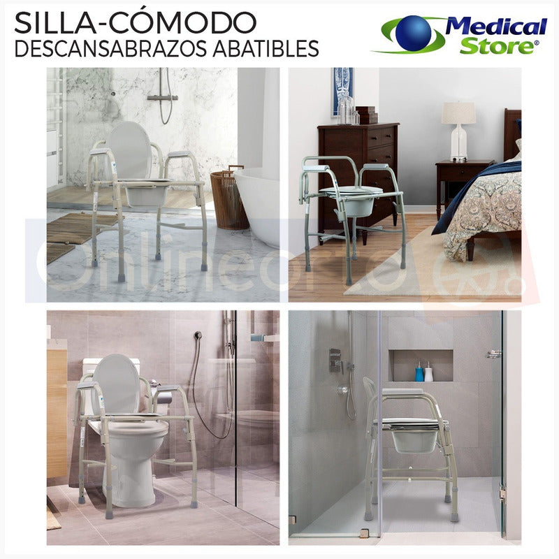 Silla Comodo Aumento Ducha Para Wc Baño 3 En 1 Medical Store