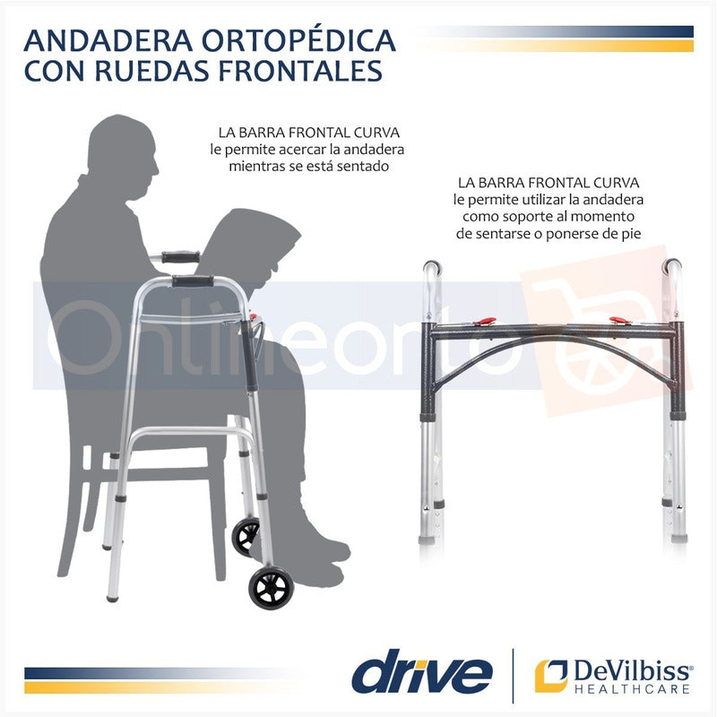 Andadera Ortopédica De Lujo Aluminio Ligera Con Ruedas Drive