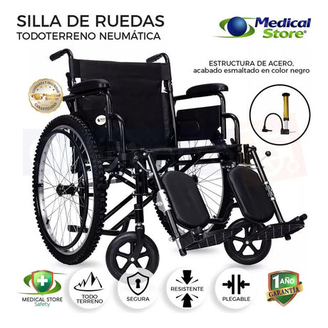 Silla De Ruedas Todo Terreno Compacta Plegable Acero